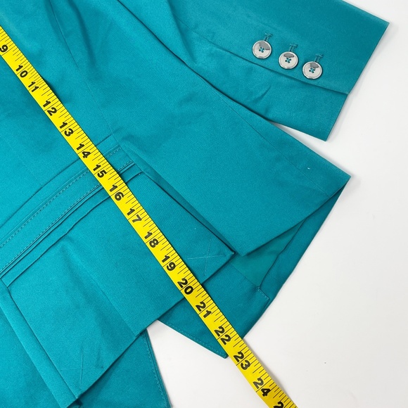 WHBM Teal 3/4 Sleeve Classic Lined Blazer Size 00 - Picture 11 of 12